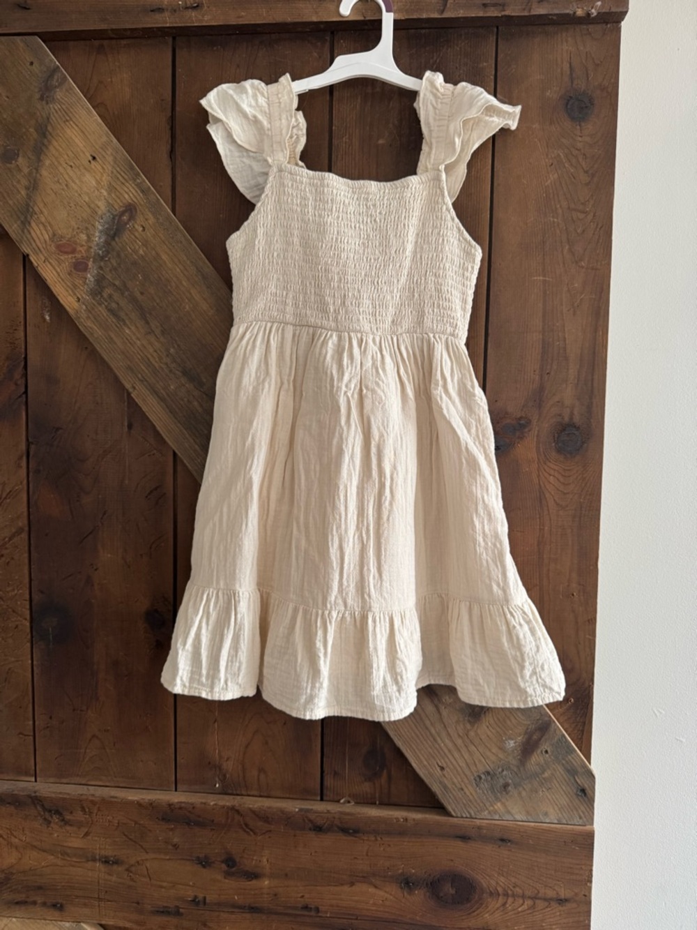 4/$12 Cat & Jack Cream Ruffle-Shoulder Sundress